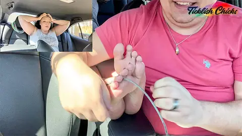 Ticklish Chicks: Heavenly's Feet Get a Playful Ride in the Car